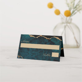 Elegant Teal Aqua Agate Bröllop Placeringskort