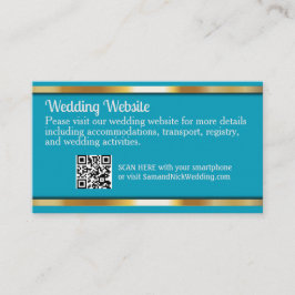 Elegant Teal Aqua & Guld Bröllop Information Tilläggskort
