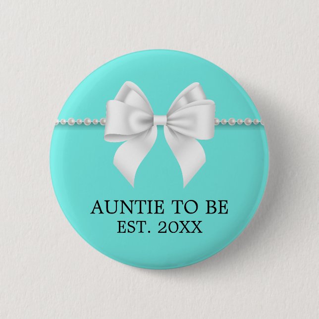 Elegant Teal Aqua Tiffany Auntie to be Baby Shower Knapp (Framsida)