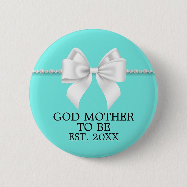 Elegant Teal Aqua Tiffany God Mor Baby Shower Knapp (Framsida)