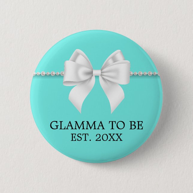 Elegant Teal Aqua Tiffany Grand Glamma Baby Shower Knapp (Framsida)