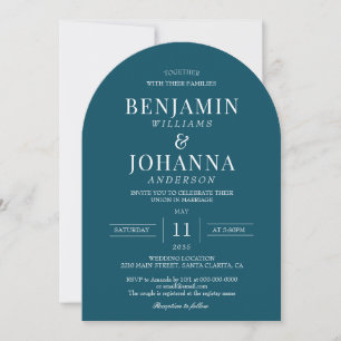 Elegant Teal Arch Bröllop Inbjudningar