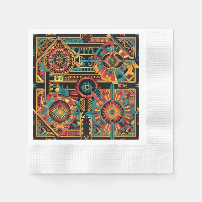 Elegant Teal ’Aztec Dream’ Festive Cocktail Napkin Pappersservett (Framsidan)