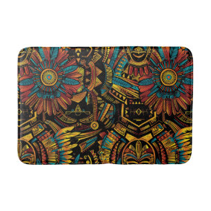 Elegant Teal "Aztec Dream" Plush Bath Mat Badrumsmatta