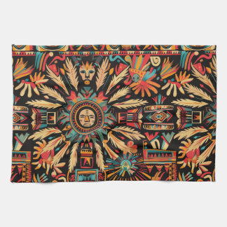 Elegant Teal ’Aztec Dream’ Woven Kitchen Towel Kökshandduk