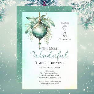 Elegant Teal Bauble Mest underbart Time Party Inbjudningar