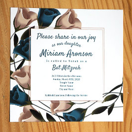 Elegant Teal Beige Ro Bat mitzvah inbjudan