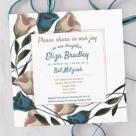 Elegant Teal, Beige Ro Bat mitzvah inbjudan
