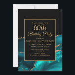 Elegant Teal Black Marble Guld 60:e Inbjudningar<br><div class="desc">Elegant och svart marmor med guld glitter kvinnors 60:e födelsedagsfest inbjudan. Kontakta mig för hjälp med anpassning eller för att be om matchning eller samordning av Zazzle-produkter</div>