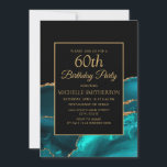 Elegant Teal Black Marble Guld 60:e Inbjudningar<br><div class="desc">Elegant och svart marmor med guld glitter kvinnors 60:e födelsedagsfest inbjudan. Kontakta mig för hjälp med anpassning eller för att be om matchning eller samordning av Zazzle-produkter</div>