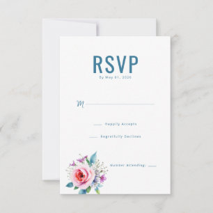 Elegant Teal Blommig RSVP OSA Kort