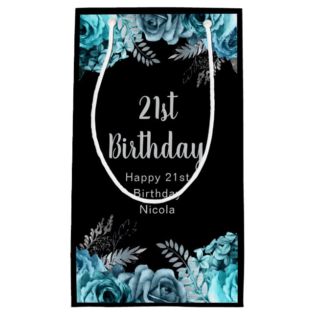 Elegant Teal Blue and Silver Flower Birthday Party (Framsidan)