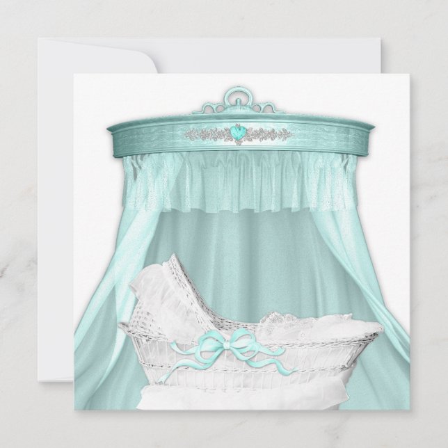 Elegant Teal Blue Baby Shower Inbjudningar (Framsida)