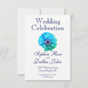 Elegant Teal Blue blommigt Daisy Inbjudningar