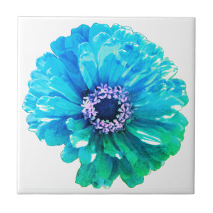 Elegant Teal Blue blommigt daisy Kakelplatta