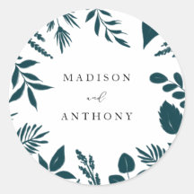 Elegant Teal Blue Botanical Bröllop