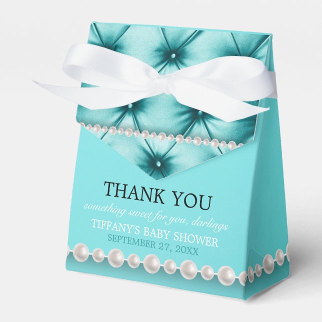 Elegant Teal Blue Chic Tiffany Theme Baby Shower Presentaskar (Framsidan Sidan)