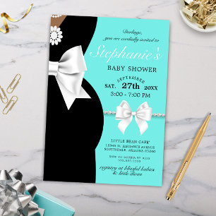 Elegant Teal Blue Ethnic Tiffany Theme Baby Shower Inbjudningar