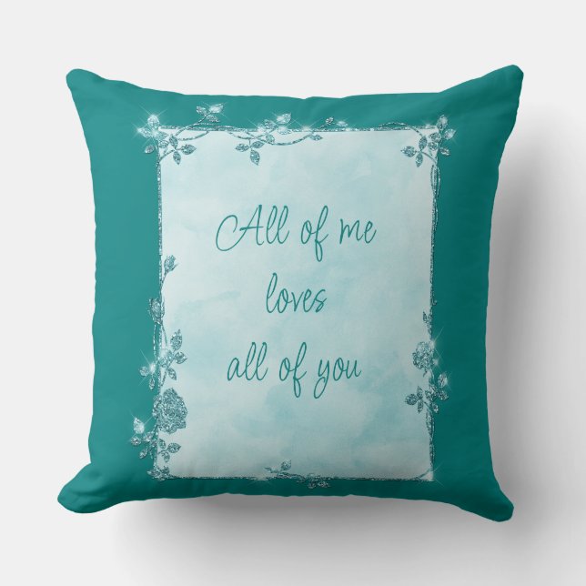 Elegant Teal Blue Gnistra Ram Valentine Kudde (Framsida)