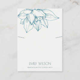 ELEGANT TEAL BLUE LOTUS ENKEL NECKLACE-VISNING VISITKORT