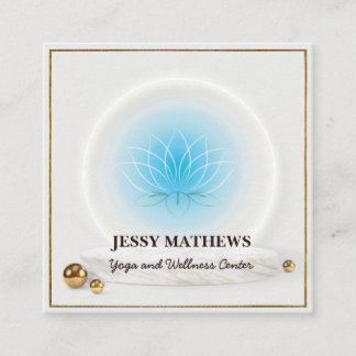 ELEGANT TEAL BLUE LOTUS MEDITATION YOGA FYRKANTIGT VISITKORT