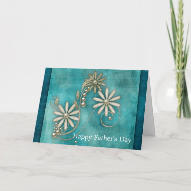 Elegant Teal Blue Lycklig Fars dag Greeting Card Kort (Framsida)