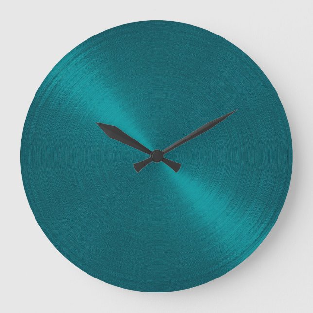 Elegant Teal Blue Metallic Sheen Stor Klocka (Framsida)