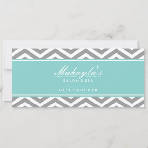 Elegant Teal Blue och Grått Chevron Gift Voucher