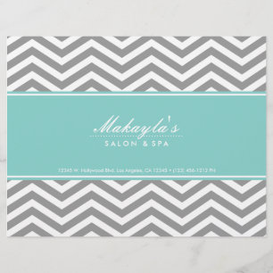 Elegant Teal Blue och Grått Chevron Spa och Salon Reklamblad