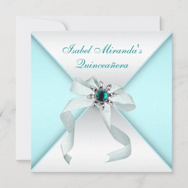 Elegant Teal Blue Quinceanera Party Inbjudningar (Framsida)