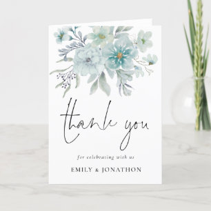 Elegant Teal Blue Sea Mist Blommigt Tack Kort