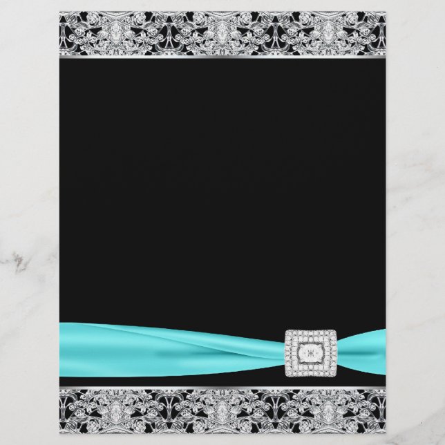 Elegant Teal Blue Silver Flyer-mall Reklamblad (Framsidan)