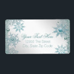 Elegant Teal Blue Snowflake Fraktsedel<br><div class="desc">Vackra blåa snöflingor. Lägg till information i stil i det teckensnitt du vill använda.</div>