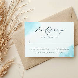 Elegant Teal Blue Watercolor OSA Bröllop Card Tack Kort