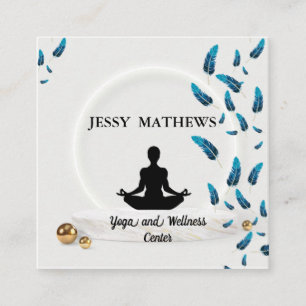ELEGANT TEAL BLUE ZEN MEDITATION YOGA POS FYRKANTIGT VISITKORT