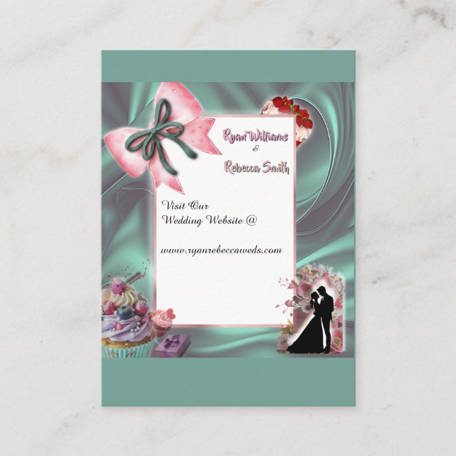 Elegant Teal & Blush Floral Wedding Enclosure Card Tilläggskort (Framsida)