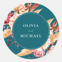 Elegant Teal Boho Chic Blommigt Bröllop