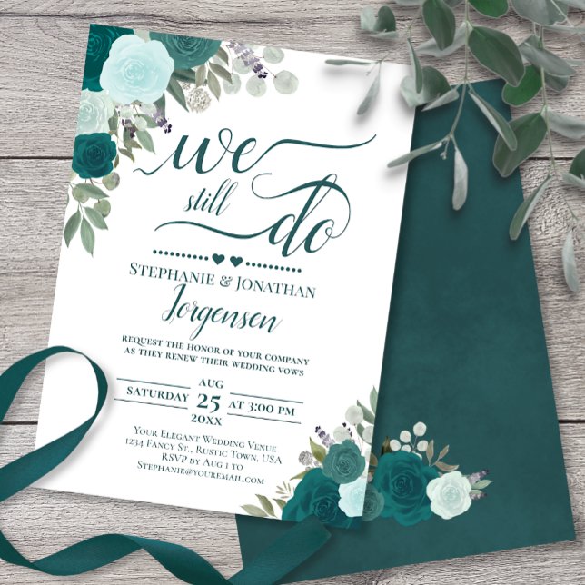 Elegant Teal Boho Ro Vi fortsätter fortfarande att Inbjudningar (Skapare uppladdad)