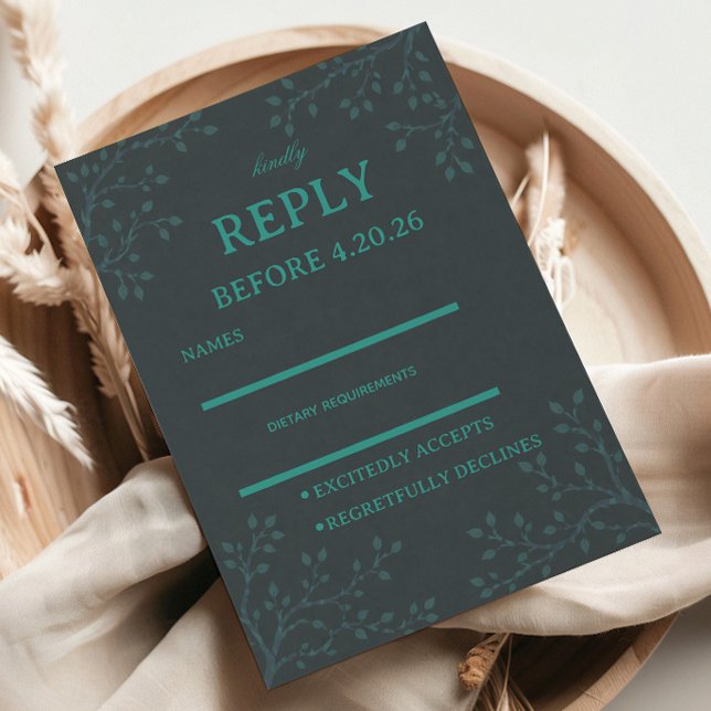 Elegant Teal Botanica OSA Kort (Skapare uppladdad)