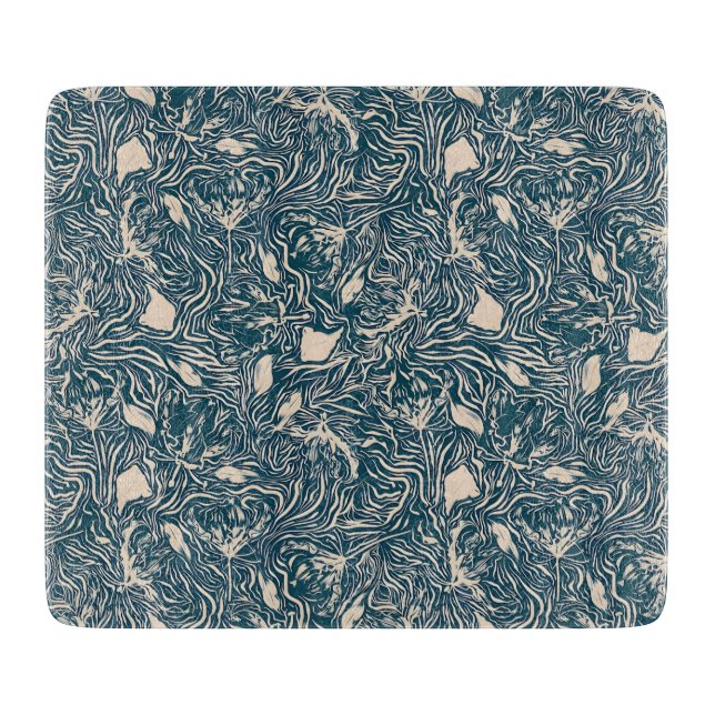 Elegant Teal Botanical Swirl Seamless Pattern (Framsidan)
