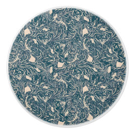 Elegant Teal Botanical Swirl Seamless Pattern Knopp