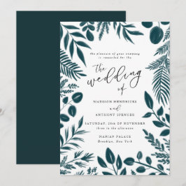 Elegant Teal Botanical Wedding bjudande Inbjudningar
