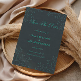 Elegant Teal Botanisk Spara Datumet