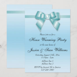 Elegant Teal Bow House Warming Party Inbjudningar