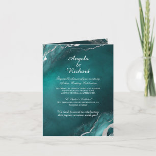 Elegant Teal Bröllop Inbjudan