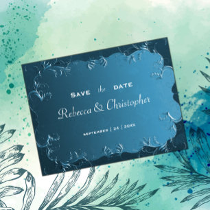 Elegant Teal Bröllop spara datum Meddelande Vykort