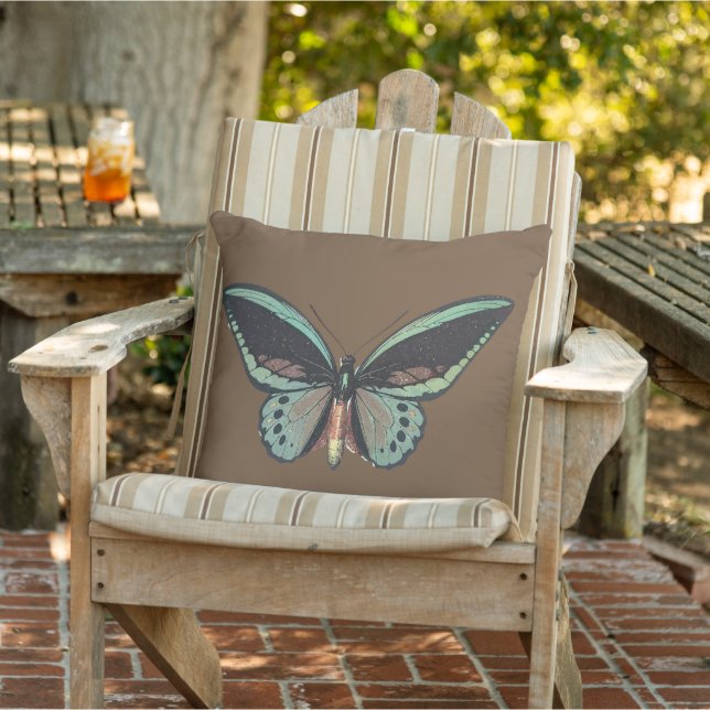 Elegant Teal Brown och Black Butterfly Kudde (Stol)