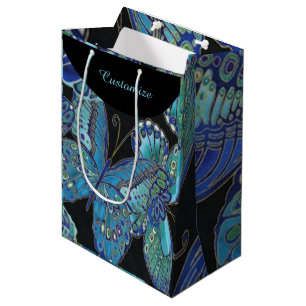 Elegant Teal Butterfly Mönster Gift Bag