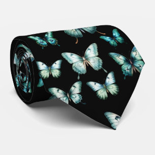 Elegant Teal Butterfly Neck Tie Slips
