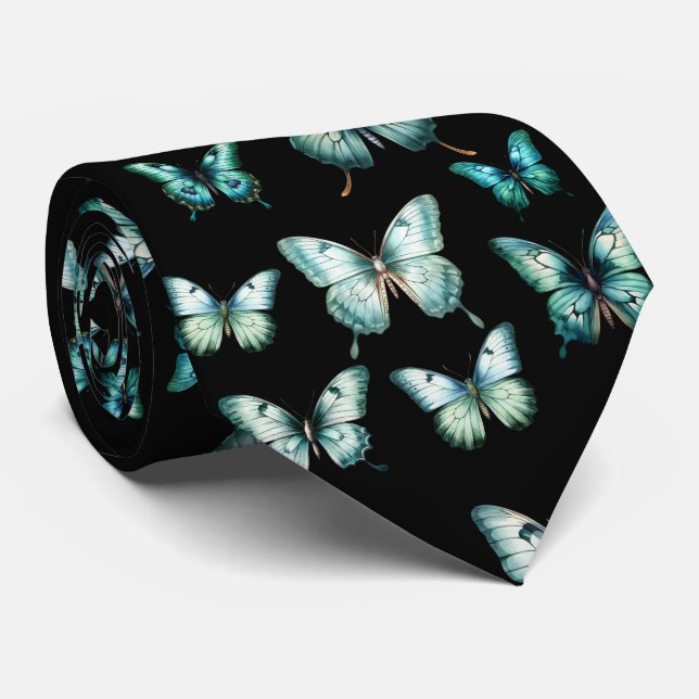 Elegant Teal Butterfly Neck Tie Slips (Rullad)
